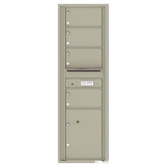 4C15S-04 - 4 Oversized Tenant Doors with 1 Parcel Locker and Outgoing Mail Compartment - 4C Wall Mount 15-High Mailboxes