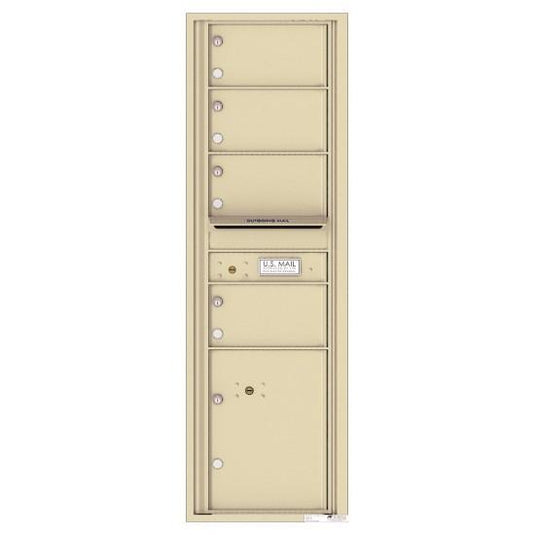 4C15S-04 - 4 Oversized Tenant Doors with 1 Parcel Locker and Outgoing Mail Compartment - 4C Wall Mount 15-High Mailboxes