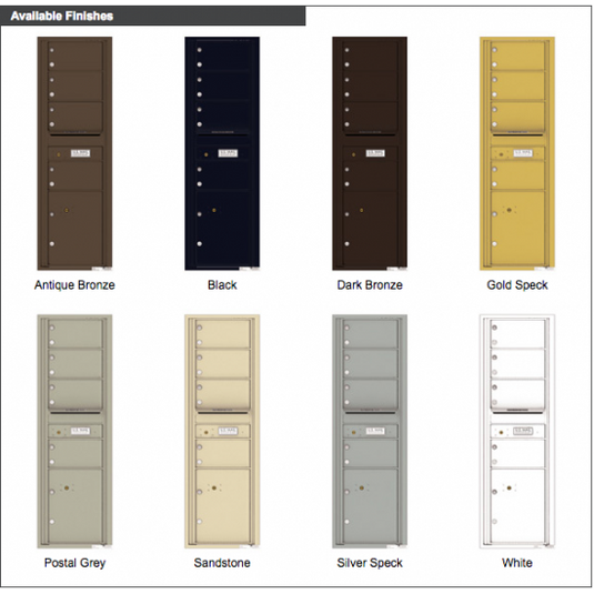 4C15S-04 - 4 Oversized Tenant Doors with 1 Parcel Locker and Outgoing Mail Compartment - 4C Wall Mount 15-High Mailboxes