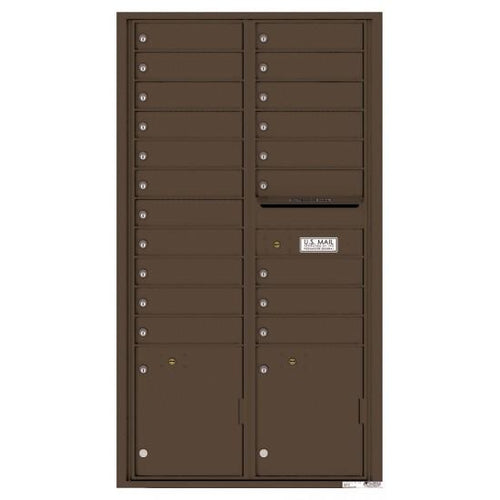 4C16D-20 - 20 Tenant Doors with 2 Parcel Lockers and Outgoing Mail Compartment - 4C Wall Mount Max Height Mailboxes