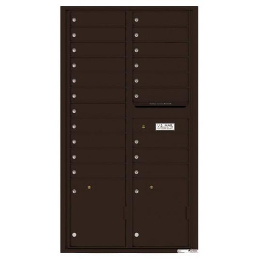 4C16D-20 - 20 Tenant Doors with 2 Parcel Lockers and Outgoing Mail Compartment - 4C Wall Mount Max Height Mailboxes