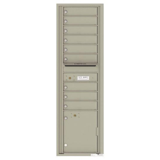 4C16S-09 - 9 Tenant Doors with 1 Parcel Locker and Outgoing Mail Compartment - 4C Wall Mount Max Height Mailboxes