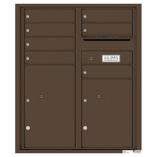 4CADD-07 - 7 Tenant Doors with 2 Parcel Lockers and Outgoing Mail Compartment - 4C Wall Mount ADA Max Height Mailboxes