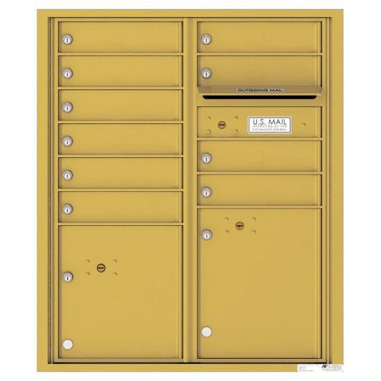 4CADD-10 - 10 Tenant Doors with 2 Parcel Lockers and Outgoing Mail Compartment - 4C Wall Mount ADA Max Height Mailboxes