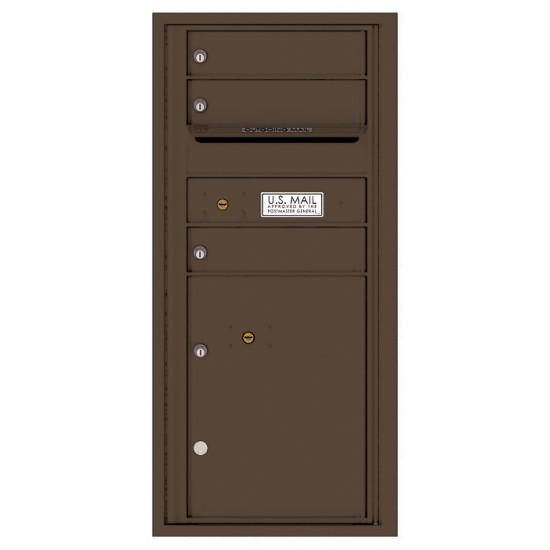 4CADS-03 - 3 Tenant Doors with 1 Parcel Locker and Outgoing Mail Compartment - 4C Wall Mount ADA Max Height Mailboxes