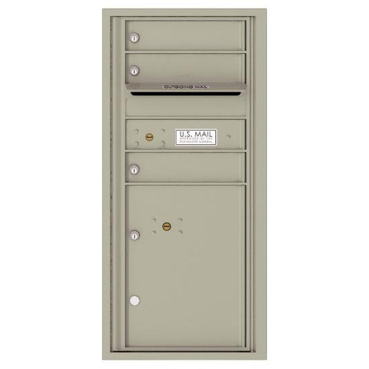 4CADS-03 - 3 Tenant Doors with 1 Parcel Locker and Outgoing Mail Compartment - 4C Wall Mount ADA Max Height Mailboxes