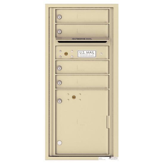 Load image into Gallery viewer, 4CADS-04 - 4 Tenant Doors with 1 Parcel Locker and Outgoing Mail Compartment - 4C Wall Mount ADA Max Height Mailboxes
