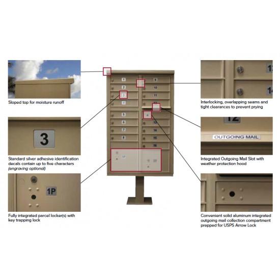 Load image into Gallery viewer, 1570-16AF - 16 Tenant Door Standard Style CBU Mailbox (Pedestal Included) - Type 3 USPS Approved Mailboxes
