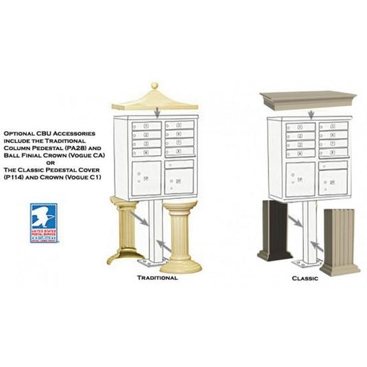 VOGUEP128 - Classic Decorative Pillar Pedestal Cover for 4T5, 8, and 12 Door 1570 Model CBUs